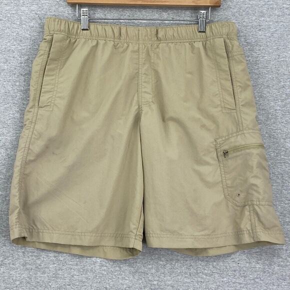 Columbia Shorts Mens Medium Khaki 9"L Omni Shade Belted Nylon Mesh Activewear - Picture 1 of 16